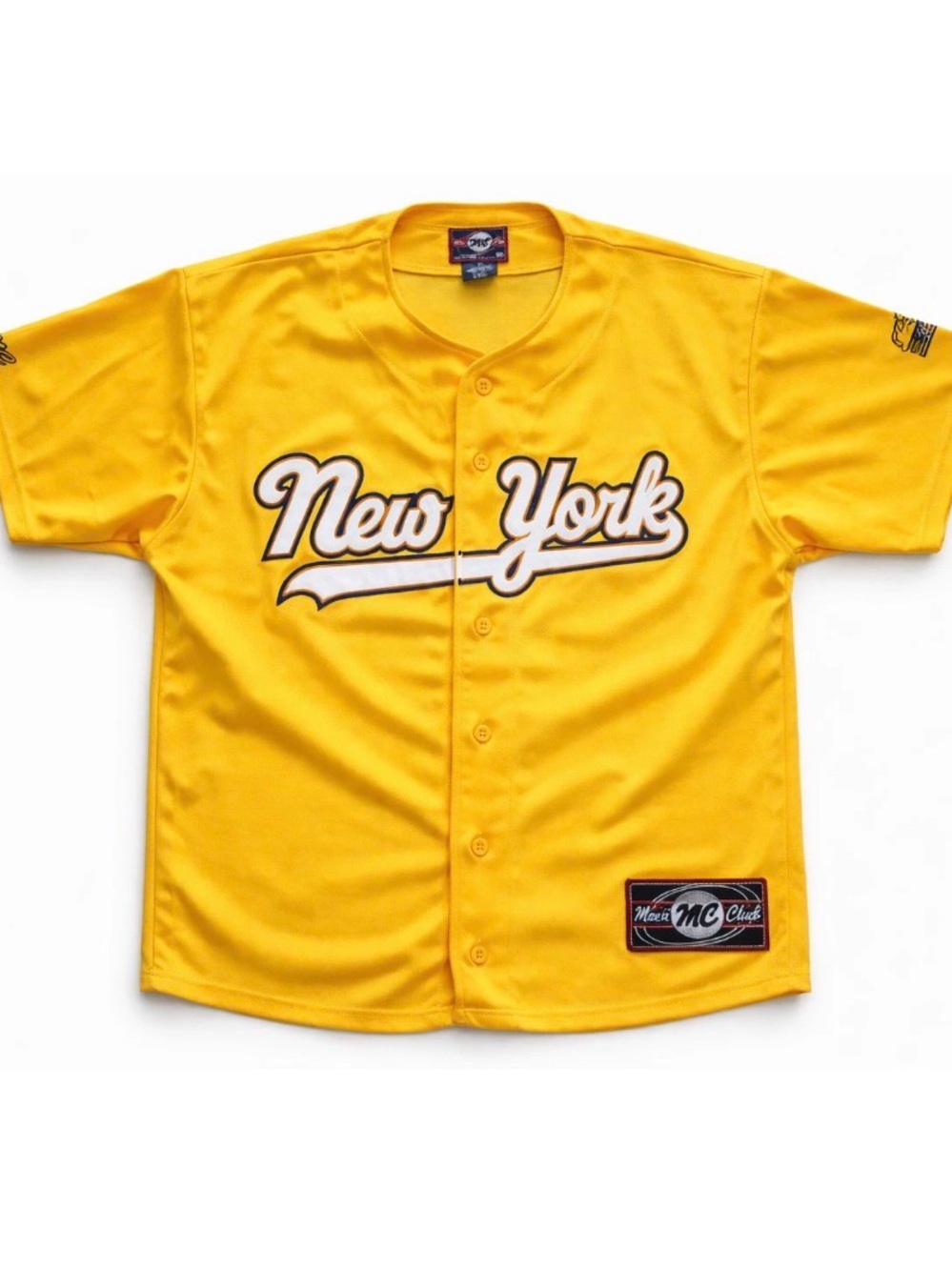 Vintage New York Script Jersey XL Yellow Button Up Streetwear Men’s Club